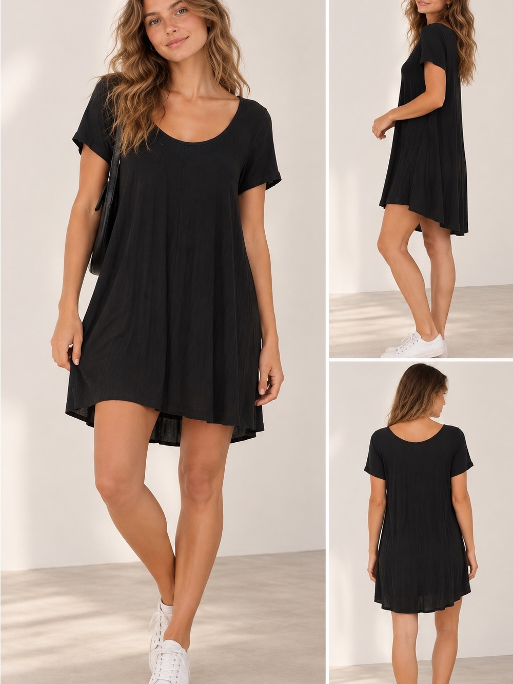 Anthropologie Philosophy Black Scoop-Neck Swing Coverup Dress